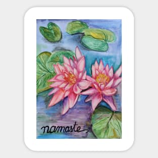 Namaste lotus flower in watercolors Sticker